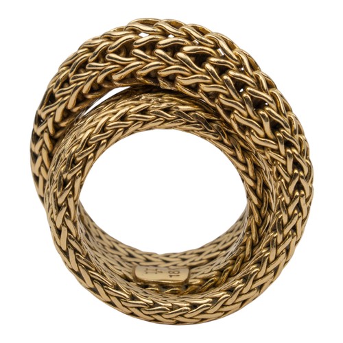 23 - John Hardy, A heavy 18ct gold flexible Chevron ringMonogrammed and stamped '18k' to the inside.Finge... 
