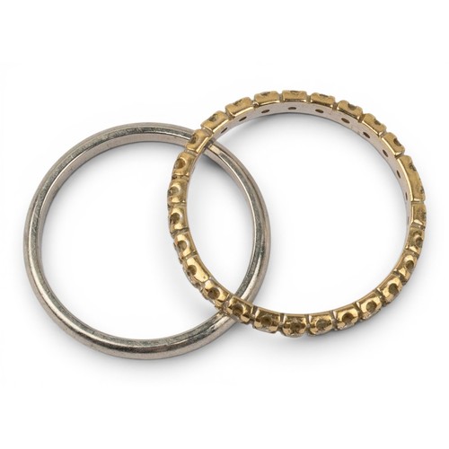 44 - A small diamond eternity ring and a small platinum wedding bandFinger size: KTotal weight: Approx. 4... 
