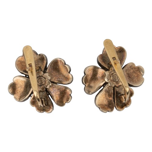 45 - Iberian, Antique, A pair of rose-cut diamond earrings, circa 1840Designed as flower head clusters an... 