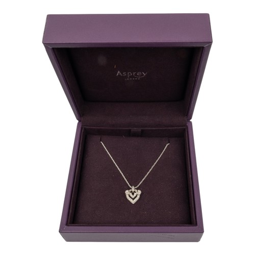 50 - Asprey, London, An 18ct white gold diamond-set pendant in arabesque styleSigned Asprey. On a white g... 