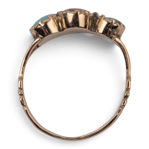 54 - Antique, A turquoise, gold and citrine three-stone ring, circa 1830Set to the centre with a collet-s... 