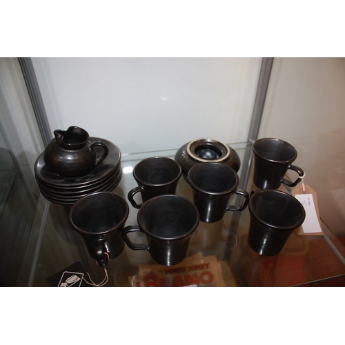 116 - Four Prinknash Cups, Saucers, Milk Jug and Sugar Bowl