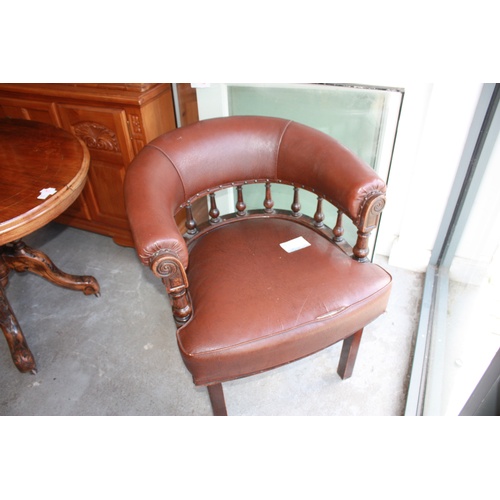 98 - Leather Upholstered Captain's Style Chair by A Mollis