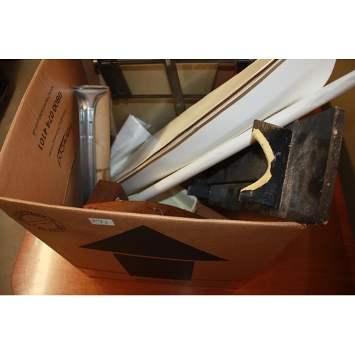 93 - Large Box containing Incomplete Model Boat Hulls, etc