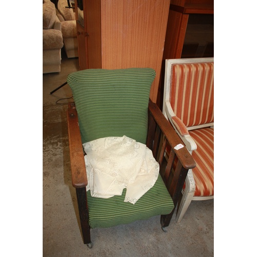 110 - Oak Arts and Crafts Adjustable Armchair