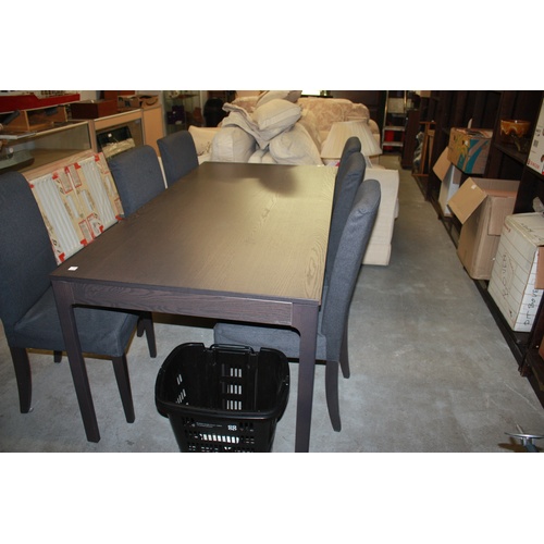 151 - One IKEA Extending Dining Table and Six (New) Henriksdaal Chairs in a Dark Grey Fabric Upholstery