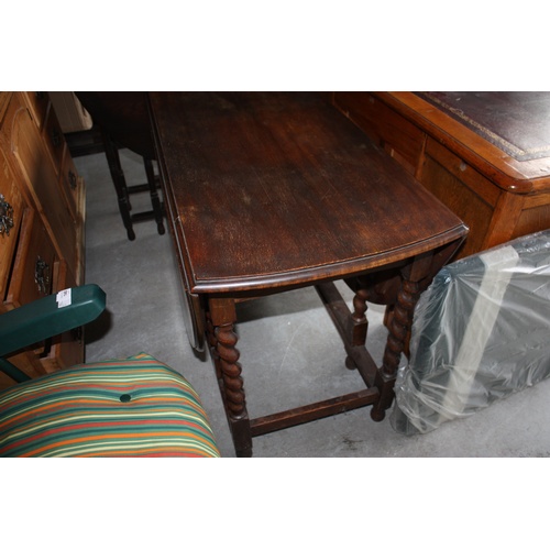 147 - Large Oval Oak Gateleg Dining Table with Spiral Legs
