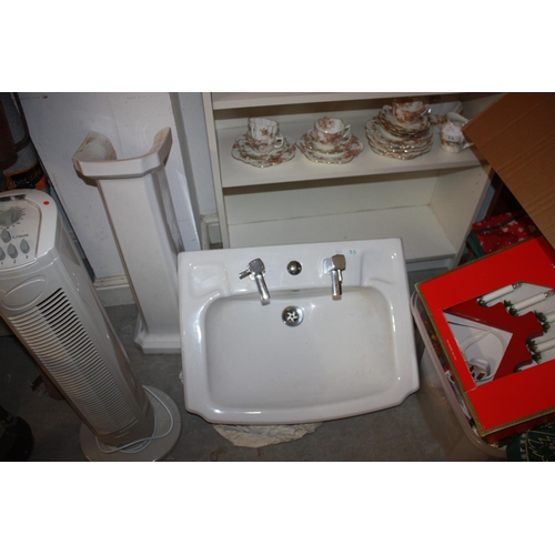 69 - Bathroom Pedestal Basin with Chrome Taps