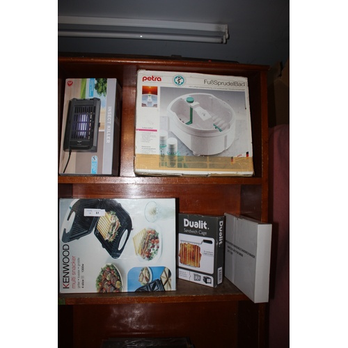61 - Boxed Foostpa, Boxed Insect Killer, Dualit Sandwich Maker and a Kenwood Multi Snacker