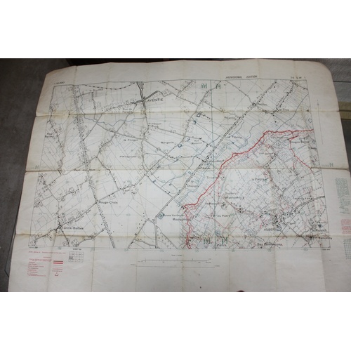 144 - Original WWI (1915) War Office British Trench Map (on Linen Cloth) Sheet No. 36 SW1 Marquissant
