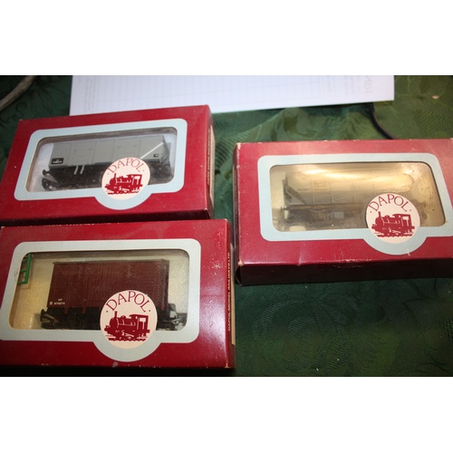 156 - Three Boxed Dapol OO Scale Freight Wagons: 20 Ton Steel Mineral Wagon in BR Grey, One 21 Ton Hopper ... 