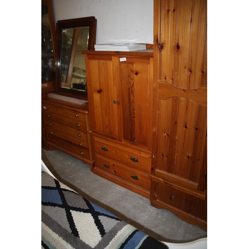 61 - Pine Combination Robe with Two Under-Drawers