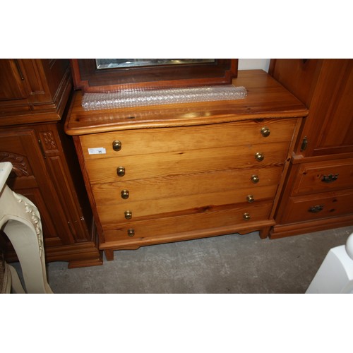 62 - Pine Five-Drawer Chest with Brass Handles