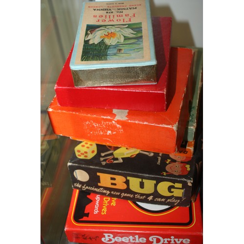 119 - Seven Vintage Games in Boxes including Beetle Drive, Bug, Spelling Bee, Tops and Tails, etc