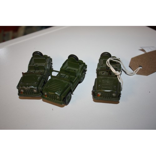 277 - Three Dinky Toys Army Jeeps (One Distressed)