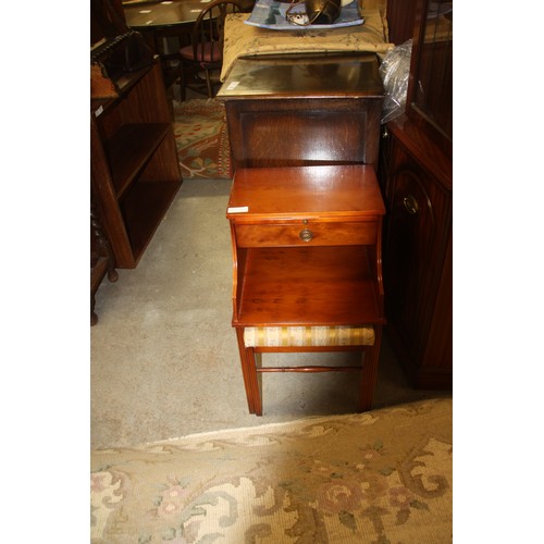 12 - Yew Wood Telephone Table with Pull-Out Shelf and Seat