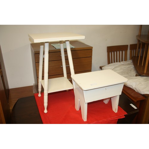 13 - Hall Table Painted White Plus Small Scratch Built Lidded Stool