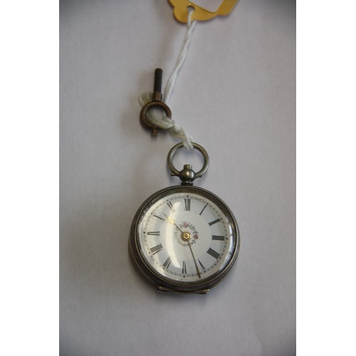 55 - Swiss Silver Fob Watch with Key circa 1890