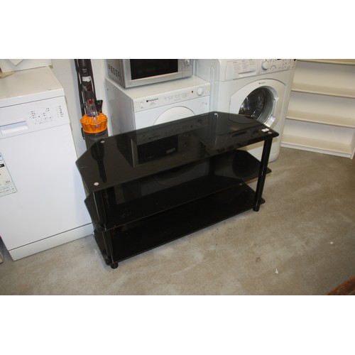 31 - Black Glass Three Tier TV Stand