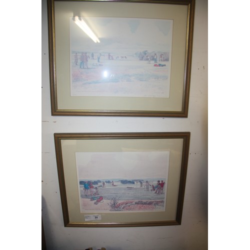 47 - Two Joss Armitage (Ionicus) Golfing Prints: Caldy Golf Club