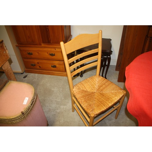 131 - Two Raffia-Seated Light-Wood Chairs