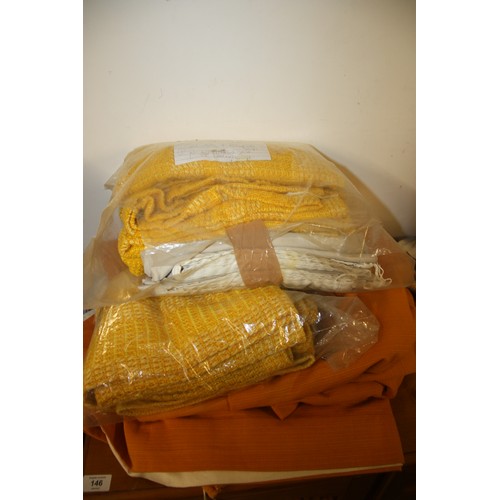 135 - A Pair of Lined Curtains in a Yellow/Gold weave Width 40