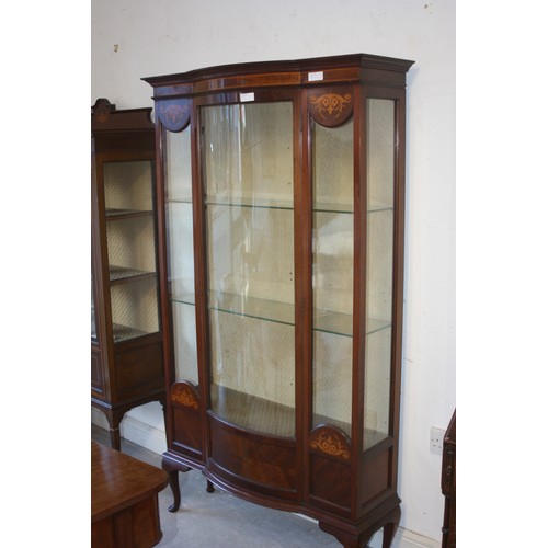 46 - Victorian Bow Fronted Inlaid Mahogany Display Cabinet