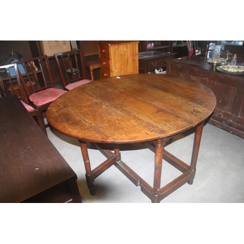 115 - Oak Oval Gateleg Dining Table with One Drawer