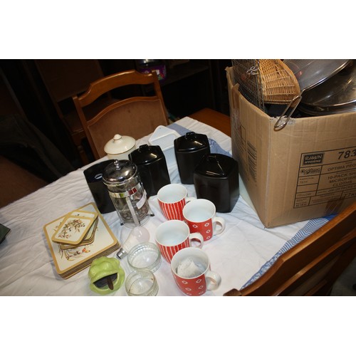 78 - Assorted:  Cafetiere, Place Mats with Matching Lidded Jar, Set of Four Kitchen Storage Canisters, Pa... 