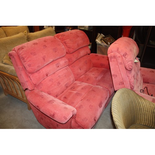 123 - Pink Manual Reclining Sofa