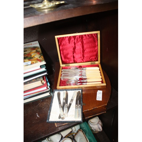 73 - Two Canteens of Cutlery Plus a Case of Six Butter Knives with Mother of Pearl Handles