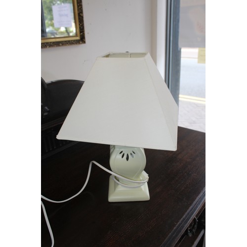 19 - Cream & White Bedside Lamp with Shade