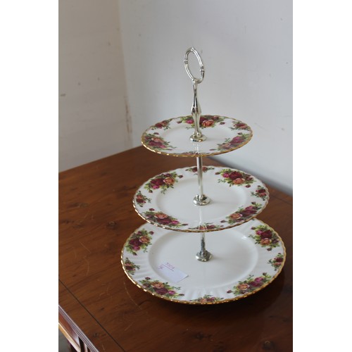 205 - Royal Albert Three-Tier Cake Stand in the Old Country Rose Design