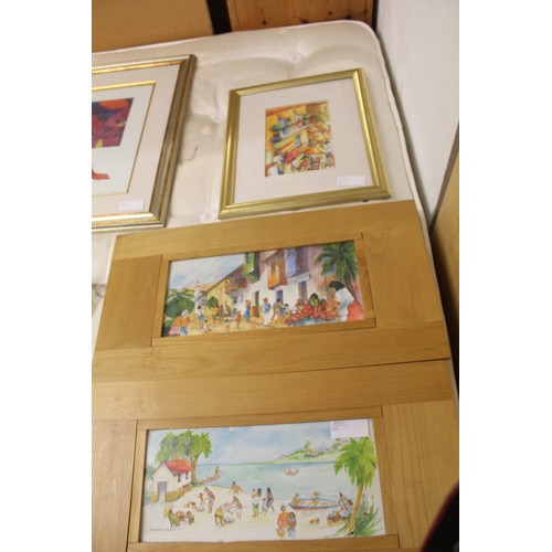 62 - Collection of 4 Original Watercolours in Light-Wood Frames Signed by 