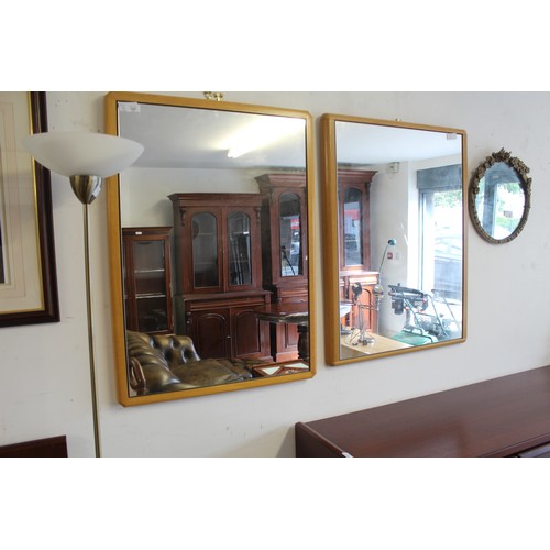 184 - Two Wall Mirrors in Light-Wood Frames (70cm x 90cm and 68cm x 92cm)