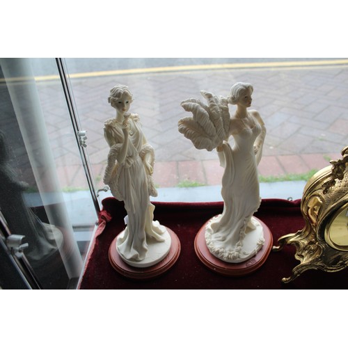 203 - Two Boxed Hand-Painted Porcelain/Plaster Figurines on Wooden Plinths - Approx 13