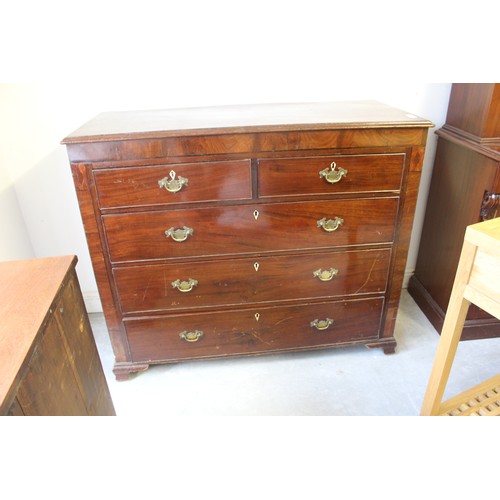 167 - Georgian Mahogany Two-Short on Three-Wide Drawer Chest on Ogee Feet with Metal Drop-Leaf Handles and... 