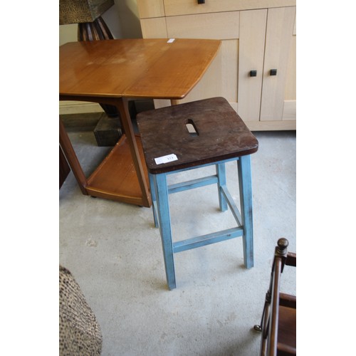 173 - Small Stool over-painted Blue