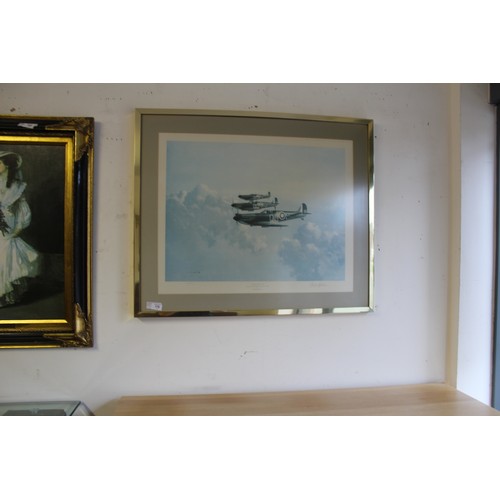 176 - Signed Limited Edition 444/500 Print of a Spitfire in Flight 