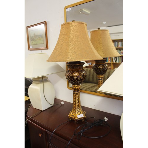 183 - Tall Ornate Lamp and Shade in a Bronze Colour - approx  33