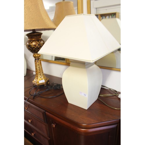 182 - Pair of Pottery Lamps and Shades in Cream