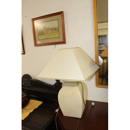 182 - Pair of Pottery Lamps and Shades in Cream