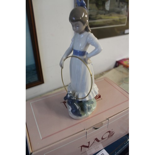 189 - Nao Boxed Figurine - Girl with Hoop and Dog