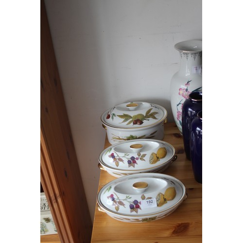 216 - Three Royal Worcester Evesham Design Lidded Vegetable Tureen/Serving Dish