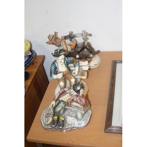 207 - Three Capo-di-Monte Figures (One distressed)