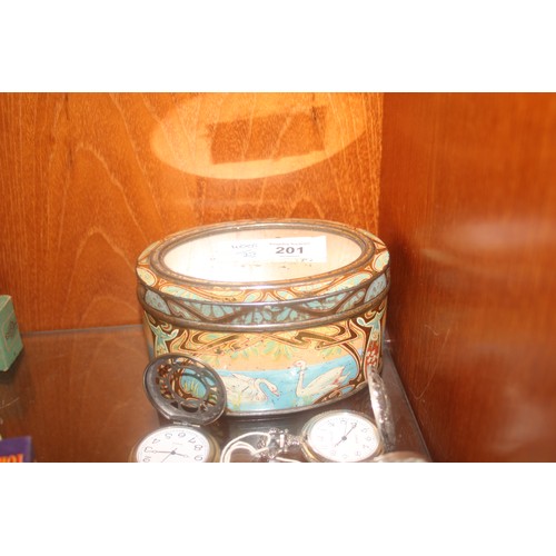 201 - Early Novelty Moss Remington Mustard Tin with unusual mirrored top