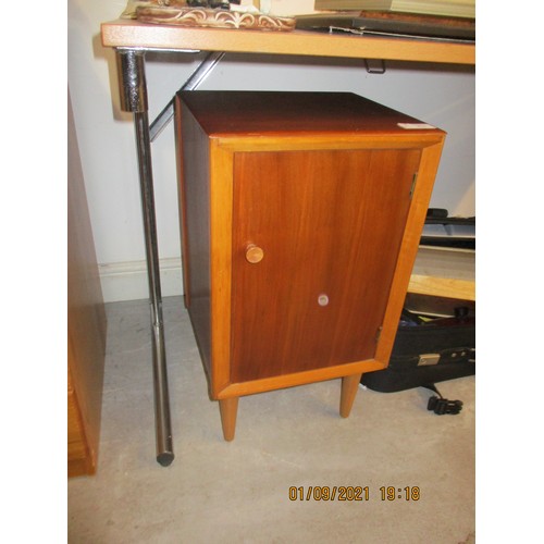 211 - Walnut Mid-Century Bedside Cabinet on Snooker Cue Legs - 35cm W x 31cm D x 62cm H