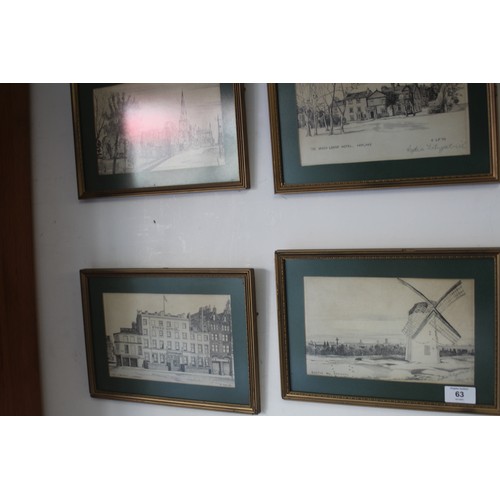 64 - Four Framed and Mounted Etched Prints of Liverpool and Wirral by Lydia Fitzpatrick