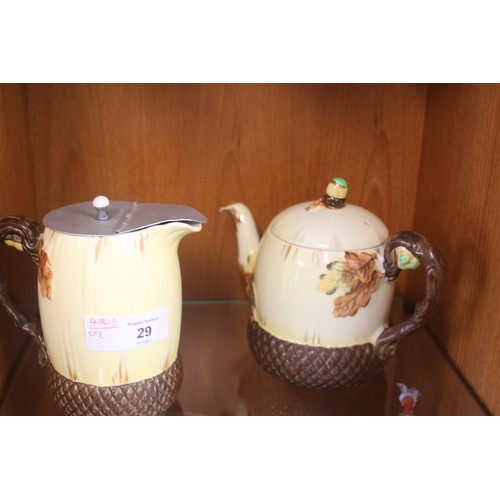 29 - Burleigh Ware Acorn Design Teapot and Hot Water Jug