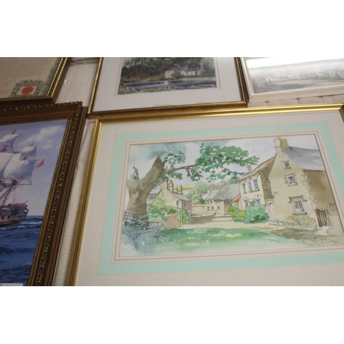 83 - Framed and Mounted Watercolour in Pastel Shades (Signature Indecipherable), Plus a Print of Lesding ... 